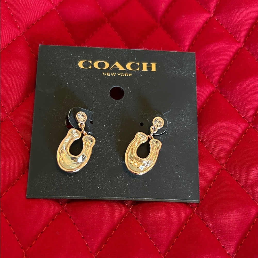 Coach Gold Horseshoe Drop Earrings